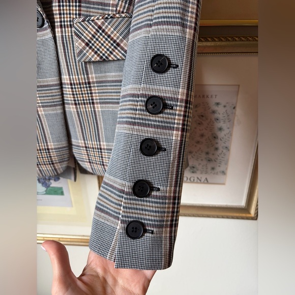 Veronica Beard Steele Dickey Plaid Jacket Blazer w/ maroon Dickey insert size 0 - Picture 11 of 14
